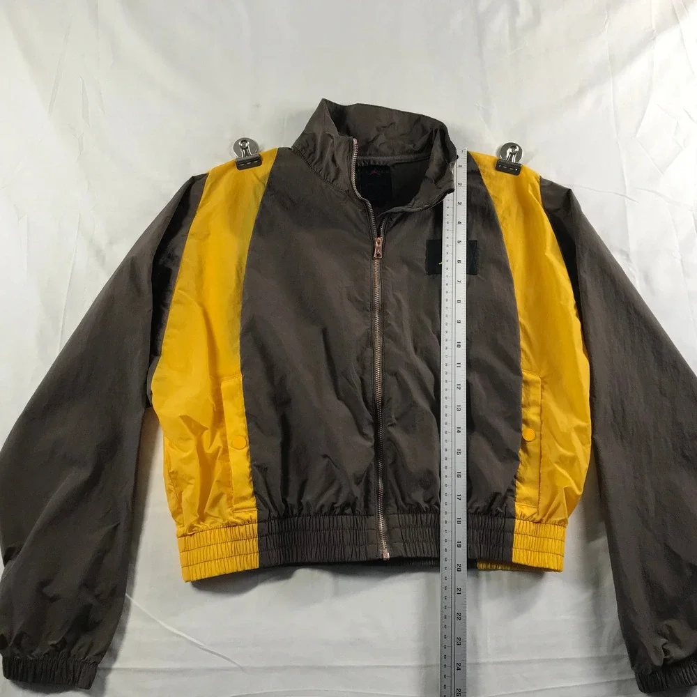 Jordan Flight Woven Jacket Brown Yellow Full Zip Windbreaker CV7799-041 Mens S